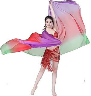 ZLTdream Lady's Belly Dance Lightweight Imitated Silk Gradual Colorful Scarf Veil 2.2x1.2M Shawl