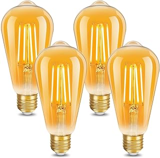 مصباح LED E27 من ايليدير بلون ابيض دافئ 2200 كلفن 500 لومن E27 عتيق E27 ST64 للديكور المنزلي والمطبخ، غير قابل للتعتيم، عبوة من 4 قطع، 4.0 واط