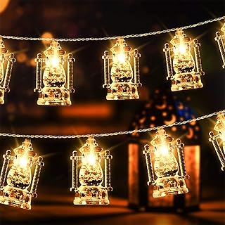 ايس ليست سلسلة مصابيح رمضان من 40 مصباح LED بطول 19.69 قدم، ديكورات رمضان للمنزل، الهواء الطلق، تعمل بمنفذ USB والبطارية، مثالية للاحتفال بعيد الفطر والمبارك (اصفر دافئ)