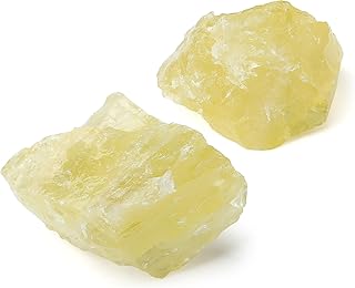 GUJOXILA Citrine Large Crystals Rough Stone Set of 2 Natural Stone Citrine Stone Real Natural Crystal Premium Water Stones Energy Stones Reiki Decor Esoteric Gifts 4.5-5.5cm