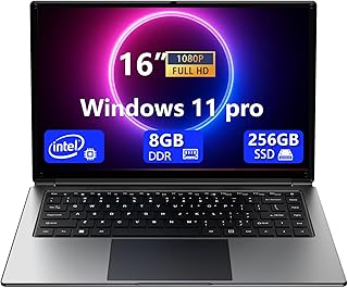 لابتوب محمول 16 انش، 8GB DDR 256GB SSD، قابل للتوسيع الى 1TB، وحدة معالجة مركزية بنتيوم رباعية النواة حتى 2.6GHz، بطارية 9000mAh، واجهة HDMI صغيرة، واجهة USB3.0، واي فاي ثنائي النطاق، كاميرا ويب،