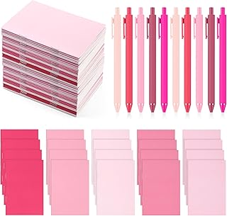 Eaasty 20 Set Mini Notebooks with Ballpoint Pens Bulk Small Pocket Notepads Gradual Color Composition Journals and Pens for School Supplies Writing Notebooks for Office(Pink Series Colors)