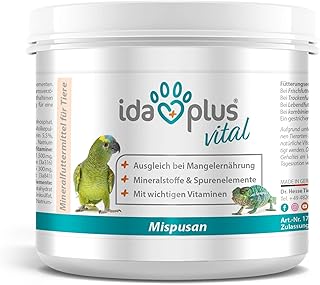 Ida Plus - Mispusan Powder 200 g - Mineral Feed with Vitamin D3, Calcium & Trace Elements for Amphibians, Reptiles & Birds - Budgies, Canaries, Parrots & Bearded Dragons - Minerals