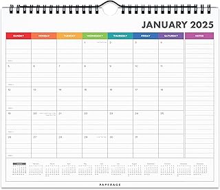 بيبرادج تقويم 2025-12 شهر (قوس قزح)، تقويم بسيط للجدار والمكتب مع مشاهدات شهرية وخطط سنوية - صغير (9 انش × 11 انش)