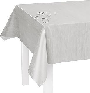 LILENO HOME Washable Tablecloth Sold by the Metre 220 x 140 cm (Cut Edge) in Linen Grey Motif - Oilcloth Tablecloth Water-Repellent Ideal as a Table Cloth or Table Runner for Beer Tent Set