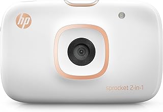 طابعة الصور المحمولة HP Sprocket 2 في 1 والكاميرا الفورية ، وطباعة صور الوسائط الاجتماعية على ورق 2 × 3 بوصات (2FB96A) ، 2: 1 أبيض ، 4.8 × 3 × 1.1، من اتش بي، حقن للحبر