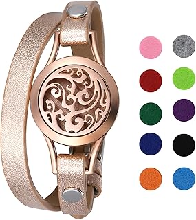 Flongo Tribal Tree of Life Leather Cuff Bracelet for Women Girls, Essential Oil Diffuser Adjustable Bangle Aromatherapy Relieve Anxiety Jewelry for Christmas Valentine'Day