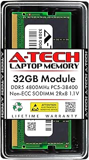 ايه-تيك 32GB DDR5 4800MHz PC5-38400 CL40 SODIMM 2Rx8 1.1V غير مخزن مؤقت SO-DIMM 262 دبوس وحدة ترقية ذاكرة RAM للابتوب