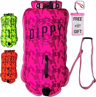 DIPPY Tow Floats for Open Water Swimming | 28L Swim Buoy Open Water Swimming Float | Waterproof Swimming Buoy | Tow Float Dry Bag | Wild Swimming Float | Wild Swimming Accessories Triathlete, Swimmer