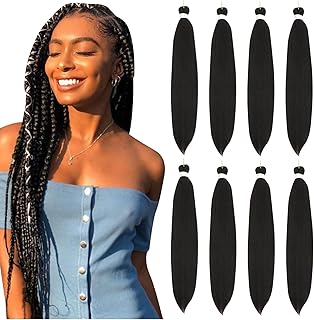 8 Packs Pre Stretched Braiding Hair Extensions -30 Inch Hair Extensions for Braiding Hair Hot Water Setting Omber Braiding Hair For Crochet Braids Hair Extensions (4#)