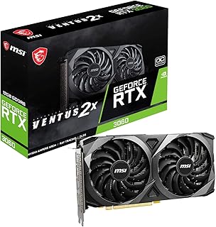 بطاقة عرض مرئي قيمنق من ام اس اي جيفورس RTX 3060 2GB 15 جيجابت في الثانية GDRR6 HDMI 192 بت HDMIDP منفذ ملحقات اضافية سريع 4 توركس مروحة مزدوجة فنتوس X2 12G او سي gddr6 pci_e_x16