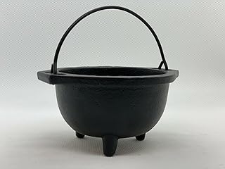 Cast Iron Cauldron with Handle, Witches Cauldron, Great for Use with Charcoal Incense, Smudge Sage (Medium 3 Inches)