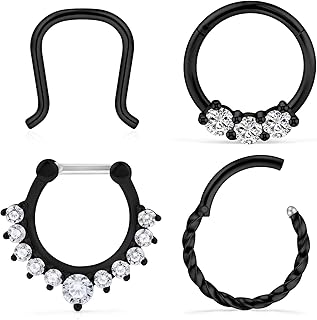 2-4PCS 16G Stainless Steel Hinged Clicker Segment Septum Nose Lip Ring Hoop Cartilage Tragus Sleeper Earrings Body Piercing Jewelry Braided 10mm