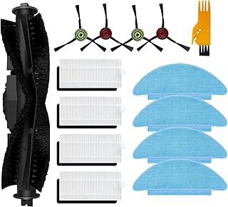 مجموعة ملحقات SL60D SG60 SL61 من لوبلولو لقطع غيار المكنسة الكهربائية الروبوتية تيكوم L9000، بكرة رئيسية، 4 فرش جانبية، 4 فلاتر هيبا، 4 مناديل، 1 فرشاة تنظيف