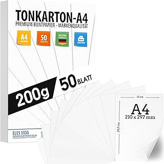 50 ورقة 200 غرام/متر مربع ابيض غير لامع - ورق فاخر ابيض نقي - DIN A4-21 × 29.7 سم - ورق طباعة رقمي فارغ، طابعة ليزر ونافثة للحبر - ورق صور - قابل للطباعة على كلا الجانبين