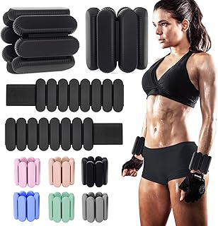 YOVKOK Adjustable Ankle Weights for Women Men,Wrist Weights set for Walking Running,1 Pair (1Lbs Each) Silicone Workout Weights for gym fitness, Jogging,yoga,strength training,physical therapy