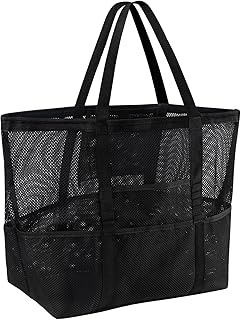 Ayieyill Mesh Beach Bag Tote Bag for Women, Foldable Swim Large Beach Tote Bag with Zipper Pockets Waterproof Sandproof