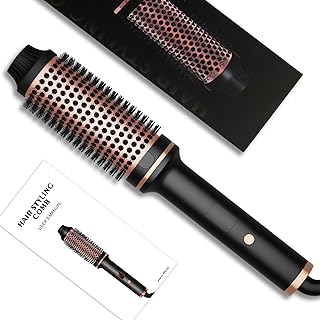 Thermal Brush, Heated Hair Brush, 38 mm, Double Voltage Thermal Round Brush for Natural Curls, Straight Hair, Increase Hair Volume, 30S Fast Heating