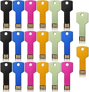 جوانوي ذاكرة فلاش USB 2.0 4GB مع تصميم على شكل مفتاح، ذاكرة فلاش مقاومة للماء محمولة من 20 قطعة، اسود/ازرق/زهري/ذهبي/اخضر