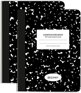 Bilinny Composition Notebooks 2 Pack 100 Sheets Wide Ruled Notebook for School & College Students 9.75 x 7.5 Marble Notebook with Double Sided