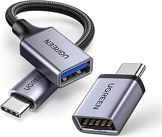 يوجرين محول يو اس بي الى نوع سي (عبوتان) USB 3.2 الجيل الثاني او تي جي، C ثاندربولت 4 متوافق مع ايباد برو-ماك بوك برو-سيرفس والتابلت والهواتف وسماعات الرأس من، فضي