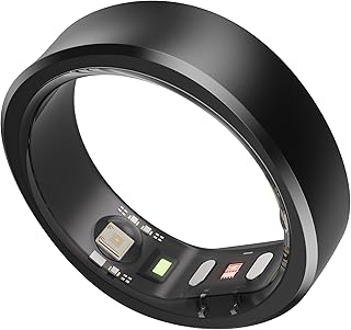 RingConn Smart Ring, No App Subscription, Size First with Sizing Kit, 7-Day Battery Life Activity & Sleep Tracker/Stress/Heart Rate Monitor, Waterproof Compatible with iOS & Android(Black, Size 13)