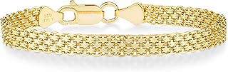 Miabella 18K Gold Over Sterling Silver Italian 6mm Solid Bismark Mesh Link Chain Bracelet for Women, 925 Made in Italy