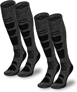 Ski Socks Mens and Women [2 Pack], Warm Merino Wool Ski Socks for Skiing Snowboarding, Non-Slip, Knee-high Wool Ski Socks