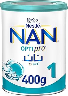 تركيبة حليب نان 1 أوبتي برو من نستله للأطفال بعمر يوم واحد إلى 6 أشهر، علبة قصدير، 400 غرام