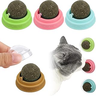 Xinstroe Pack of 4 Catnip Balls Toy for Cat, Rotating Catnip Ball, Catnip Balls, Wall Catnip Balls Toys for Cats