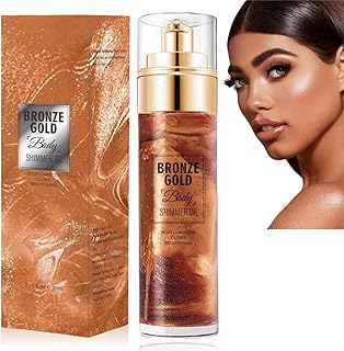 Shimmer Body Oil,Body Luminizer Liquid Highlighter,Bronzing Drops,Smooth Liquid Spray Summer Body Illuminator,Liquid Bronzer,Body Shimmer Oil,Body Glow,Highlighter Liquid,Body Highlighter,Face Glow