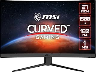 MSI شاشة العاب منحنية FHD بدون وهج 1 مللي ثانية 1920 × 1080 180 هرتز ومعدل تحديث ومزامنة حرة مقاس 27 انش (G27C4 E3) - اسود، من ام اس اي، LCD