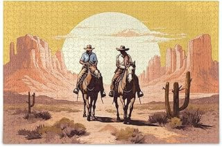 xigua Western Cowboy Puzzle 1000 Pieces - Wooden Jigsaw Puzzles for Family Games - Suitable for Teenagers and Adults