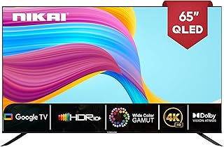 تلفزيون جوجل سمارت برو 65 بوصة QLED 4K بنظام تشغيل اندرويد وبحث صوتي ويوتيوب ونتفليكس وشاهد وتدرج لوني واسع 3860×2160 بكسل وHDR10+ ودولبي اتموس وكروم كاست مدمج - NPROG65QLED، أسود