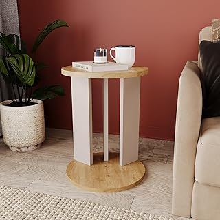 Bimossa Ursula Small End Table - Modern Round Side Table in Warm Oak, Sofa Side Coffee Table, Nightstand with Storage for Living Room, Bedroom, Home Office