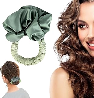 Heatless Curling Silk Scrunchies for Women,Elastic Sleepy Ties,Satin Silk Scrunchies,Soft Sleep-in Hair Roller,Silk Ponytail Holder,No Heat Curls for Long Hair, DIY Hairstyles.