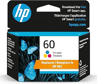 خرطوشة حبر HP 60 ثلاثية الالوان اصلية | تعمل مع ديسك جيت D1660, D2500, D2600, D5560, F2400, F4200, F4400, F4580; انفي 100, 110, 120; فوتو سمارت C4600, C4700, D110a سلسلة | CC644 سلسلة 3 دبليو ان