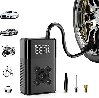 ZSX Tire Inflator Portable Air Compressor, 150 PSI Air Pump for Car, Electric Bike Pump with Digital Tire Pressure Gauge, Portable Tire Inflator for Compact Car, Electric Motorcycle, Bike, Black