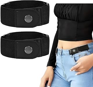 MXHBSTP 2 Pcs No Buckle Belts for Women, Belt for Women, No Buckle Belts for Men Not Tight for Daily Use Buckleless Belt, Adjustable Easy to Carry Elastic Belt for Women, for Jeans and Tight Pants