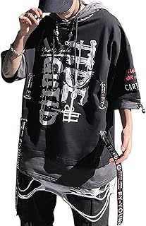 XYXIONGMAO Techwear Shirt Cyberpunk Japanese Streetwear Hip Hop Shirts Men Graphic T Graphic Design Alphabet Design Workwear Gothic Hoodie، من اكسكسيونغماو