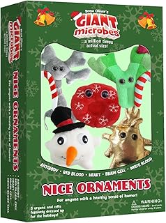 GIANTmicrobes Nice Ornaments Gift Box - Decorate with Festive Heart, Neuron and Cells, Fun for Friends, Scientists, Doctors, Nurses, Educators, Public Health and Anyone with a Healthy Sense of Humor