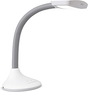 Verilux SmartLight LED-Schreibtischlampe mit einstellbarer Helligkeit, flexiblem Schwanenhals und integriertem USB-Ladeanschluss – reduziert die Belastung der Augen und Müdigkeit – ideal für Leser,