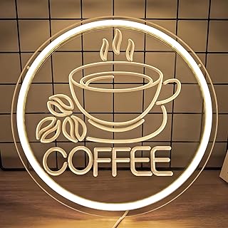 JanHune Coffee Neon Sign LED Neon Coffee Bar Signs for Wall Dimmable Light Up Signs for Coffee Bar Cafe Home Bar Restaurant Business Coffee Neon Wall Signs Decoration