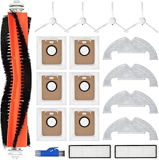 مجموعة ملحقات لدريم دي 10 بلس، 4 × وسادات ممسحة و6 × اكياس غبار و1 × فرشاة رئيسية و4 × فرش جانبية و2 × مرشحات، ملحقات قطع غيار للمكنسة الكهربائية الروبوتية