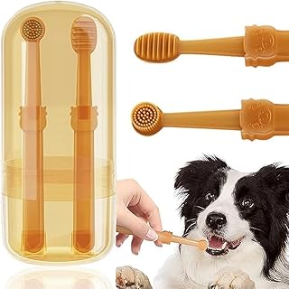 4 Pack Kit Dog Toothbrush, Pet Silicone Toothbrush Cat Tooth Brushing Kit with Storage Cup,Tongue Cleaner for Pet Tooth Brushing | Easy to Handle | Deep Clean for Toothbrush for Dogs Small Breed