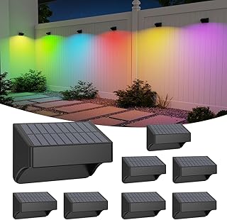 ZCXLIGHT Solar Fence Lights Outdoor,Fence Solar Lights Outdoor Waterproof Led IP65 with10 Fixed Colors ＆ RGB Color Changing for Wall Backyard Step Railing Patio Pool Porchaily&Holiday Decorations (8)