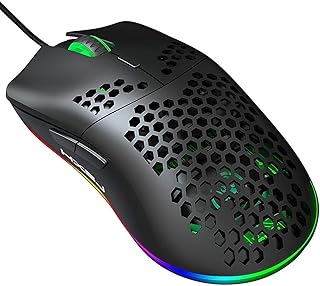 ماوس الألعاب MCOMC J900 USB السلكي RGB - ستة تصميم مريح DPI قابل للتعديل لأجهزة الكمبيوتر المحمول المكتبية باللون الأسود