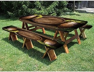 Winery Picnic Table Cover with Bench Covers, 3 Piece Fitted Table Cover, for outdoor, park, terrace, 28 x 72 Inch