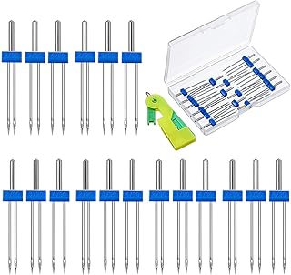 18 قطعة من الابر المزدوجة لماكينة الخياطة، ابر مزدوجة مزدوجة مع صندوق بلاستيكي، اداة خياطة اوتوماتيكية لملحقات ماكينة الخياطة المنزلية، 3 مقاسات مختلطة 2.0/90، 3.0/90، 4.0/90