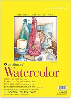 لوحة ألوان مائية من ستراتس مور فئة 360-111 300 لون أبيض - 11×15 بوصة، 12 ورقة
